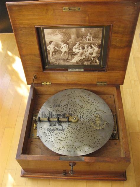 music box with metal records|musical keepsake box.